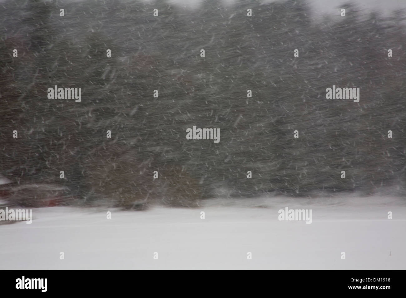 Fallender Schnee Hütte Winter Schweden Bewegung Stockfoto