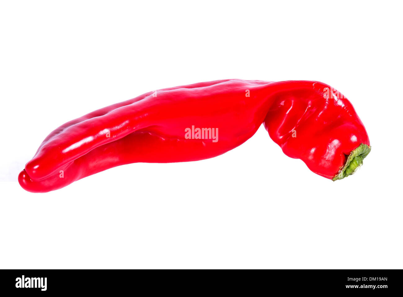 eine rote Paprika auf weißem Hintergrund Stockfoto