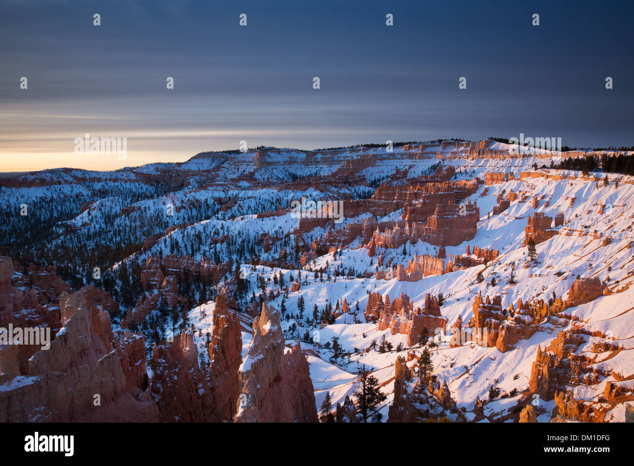 Das Amphitheater im Winter, Bryce Canyon, Utah, USA Stockfoto