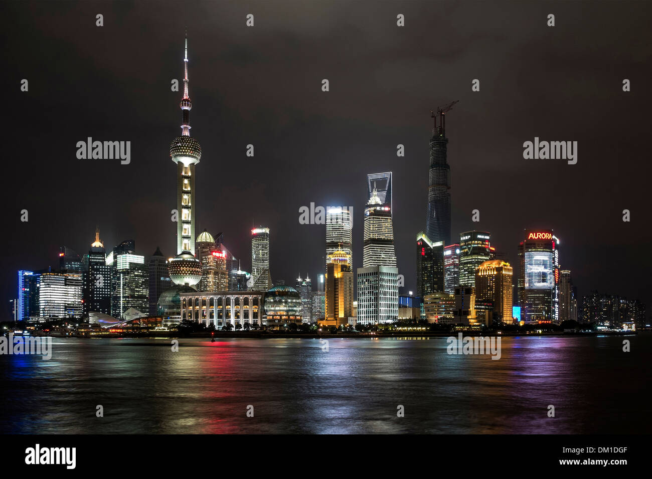 Skyline, Stadt, Nacht-Szene, Lujiazui Pudong, Shanghai, China Stockfoto