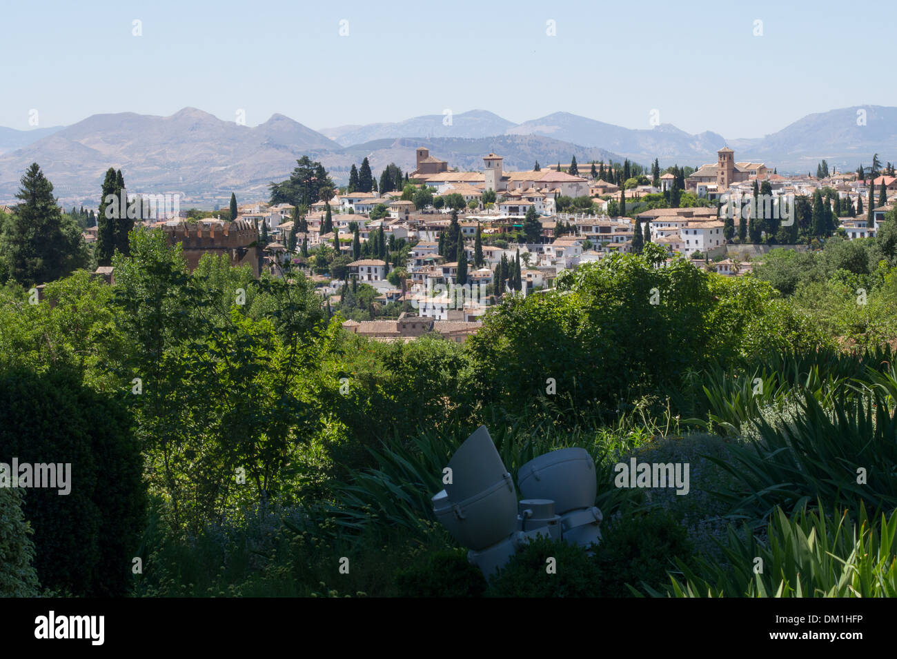 Blick von Alhambra über die umliegende Landschaft, Granada, Andalusien, Spanien Stockfoto