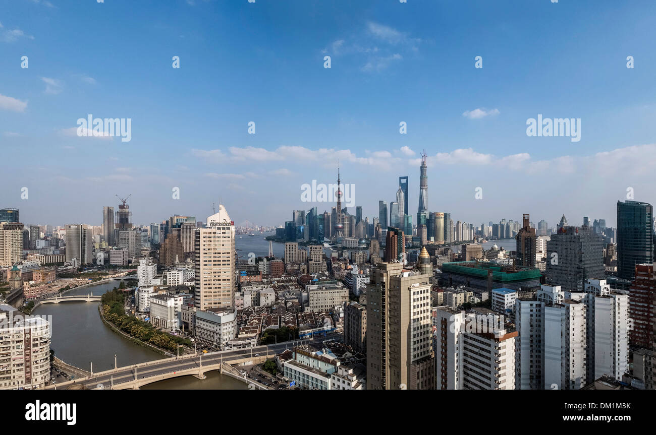 Stadtbild, Panorama, Pudong, Shanghai, China Stockfoto