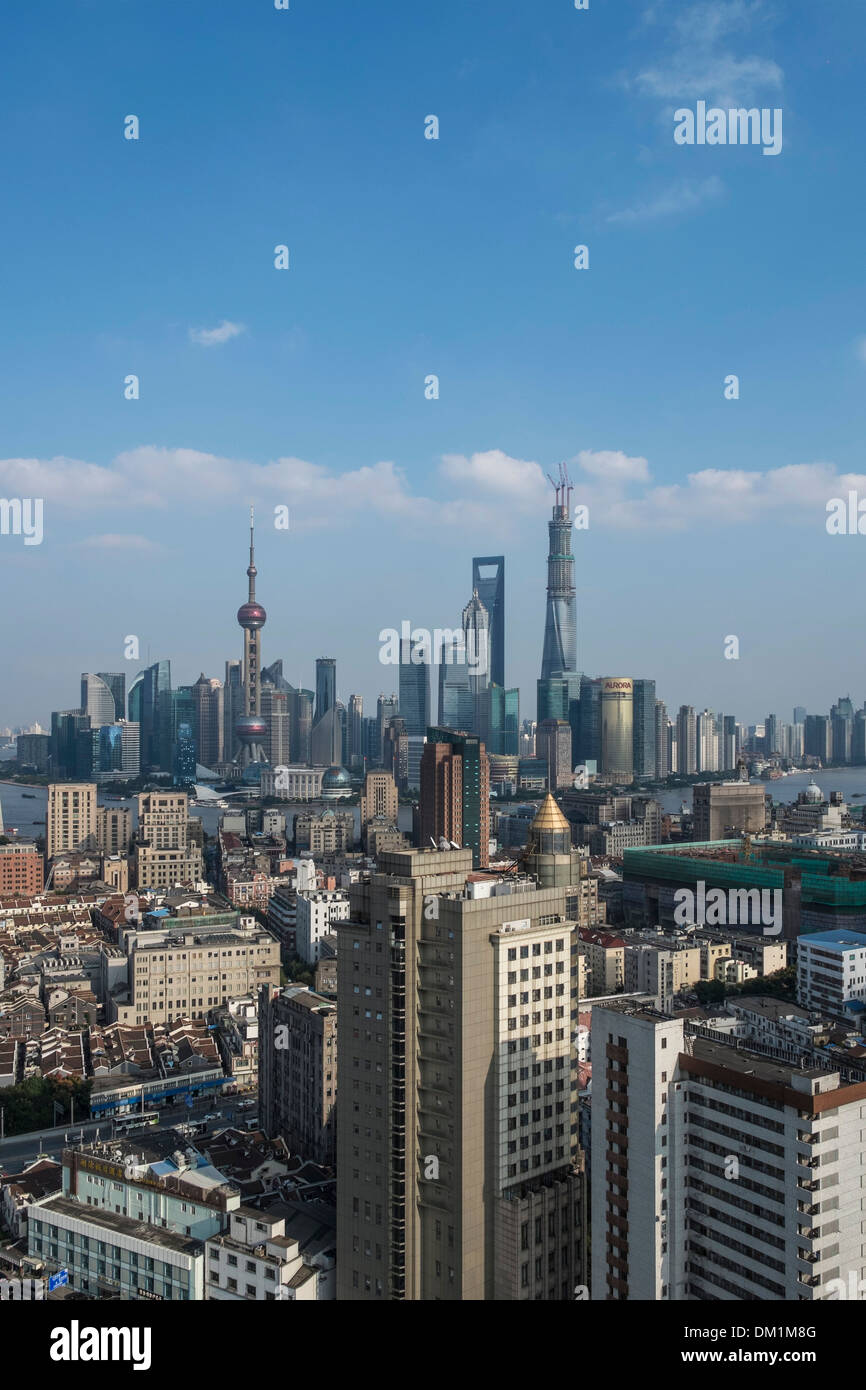 Stadtbild, Panorama, Pudong, Shanghai, China Stockfoto