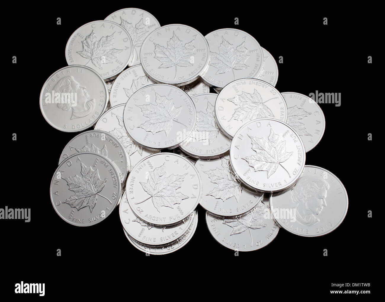 Reines Silber 1oz Münzen Stockfoto