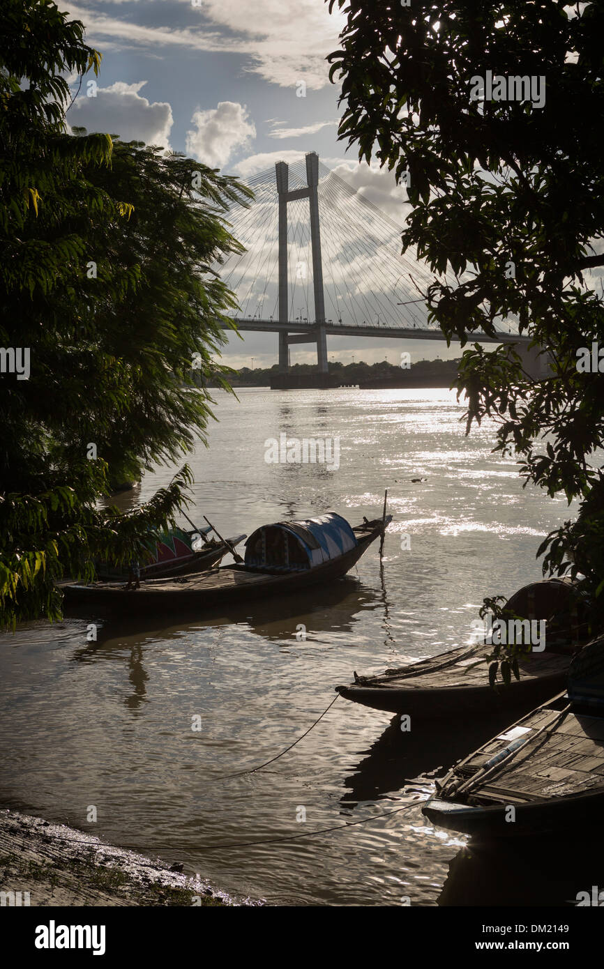 Vidyasagar Setu Brücke (Second Hooghly Bridge) Kalkutta (Kolkata), Indien Stockfoto