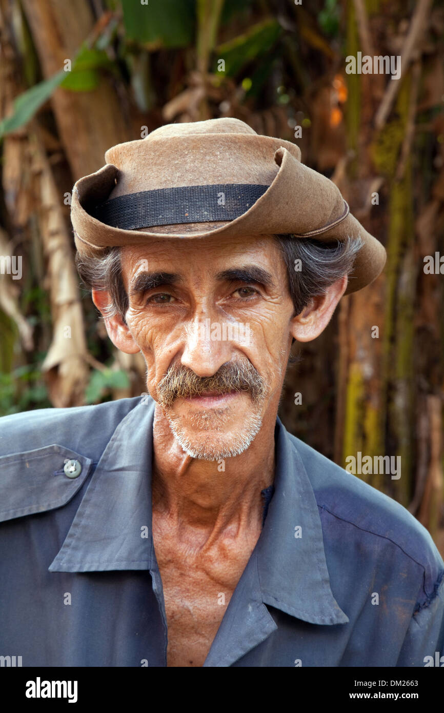 ein älterer Bauer;  Vinales, Kuba, Caribbean Stockfoto