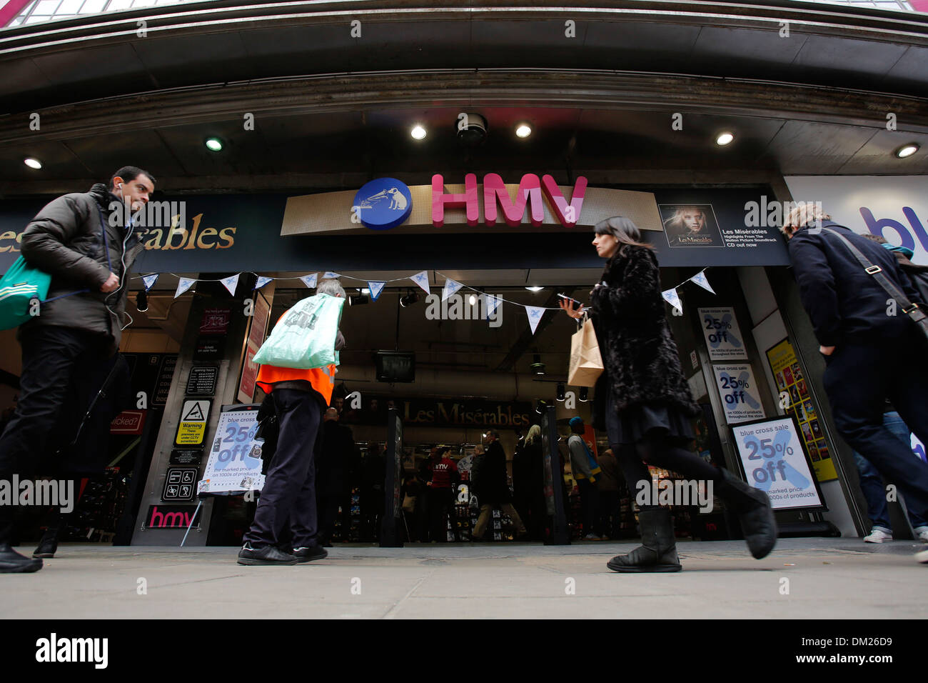 HMV-Shop im Zentrum von London 15. Januar 2013. Stockfoto