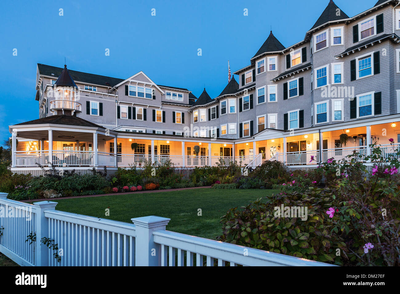 Harbor View Hotel in der Abenddämmerung, Edgartown, Martha's Vineyard, Massachusetts, USA Stockfoto
