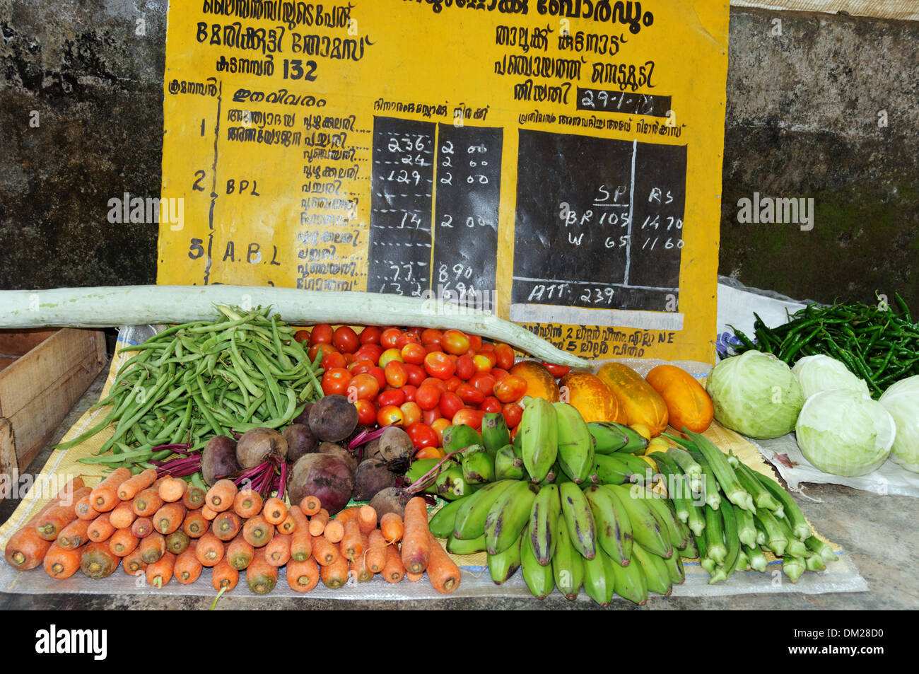 Gemüse für den Verkauf in einem indischen Markt Stockfoto