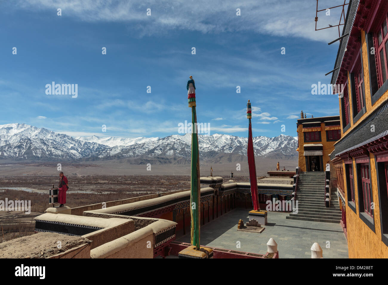 Thikse Kloster sitzt über den Indus Tal von Ladakh in Nordindien. Dieser Himalaya ist buddhistischer Gompa der tibetischen Architektur Stockfoto