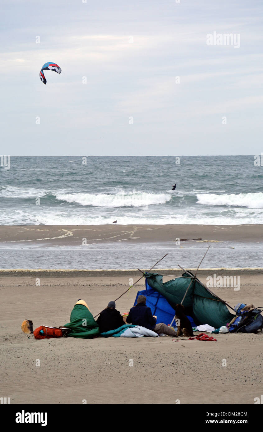 Obdachlose Lager am Meeresstrand in san francisco usa in Der Winter 2020 Stockfoto