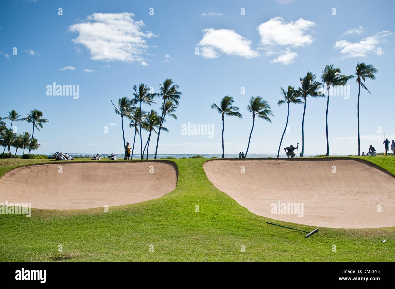 Blick auf die 17. Grün im Waialae Country Club.  Die zweite Runde der Sony Open In Hawaii spielte im Waialae Country Club in Honolulu, Hawaii. (Kredit-Bild: © Greg Honda/Southcreek Global/ZUMApress.com) Stockfoto