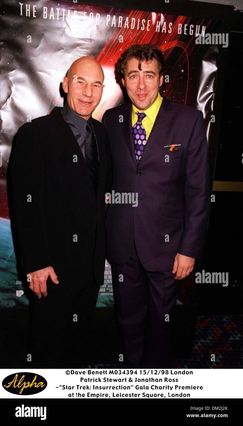 15. Dezember 1998 - London, Großbritannien - Â © Dave Benett M034394 15.12.98 London.Patrick Stewart & Jonathan Ross.-'' Star Trek: Insurrection'' Gala Charity Premiere.at des Reiches, Leicester Square, London (Kredit-Bild: © Globe Photos/ZUMAPRESS.com) Stockfoto