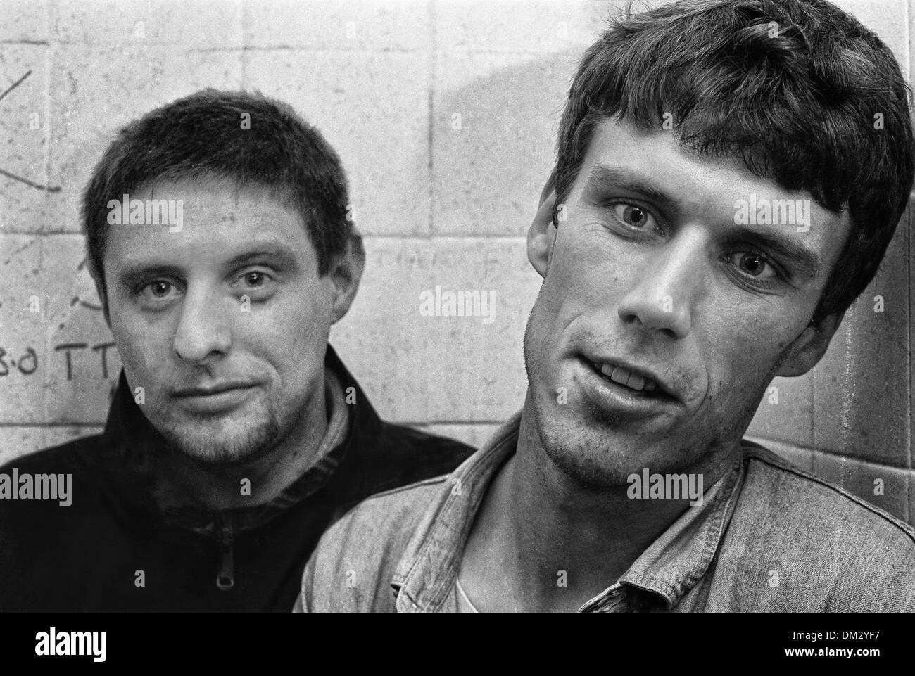 Frohe Montag. Shaun Ryder, Bez in den frühen Tagen. London 1987 Stockfoto