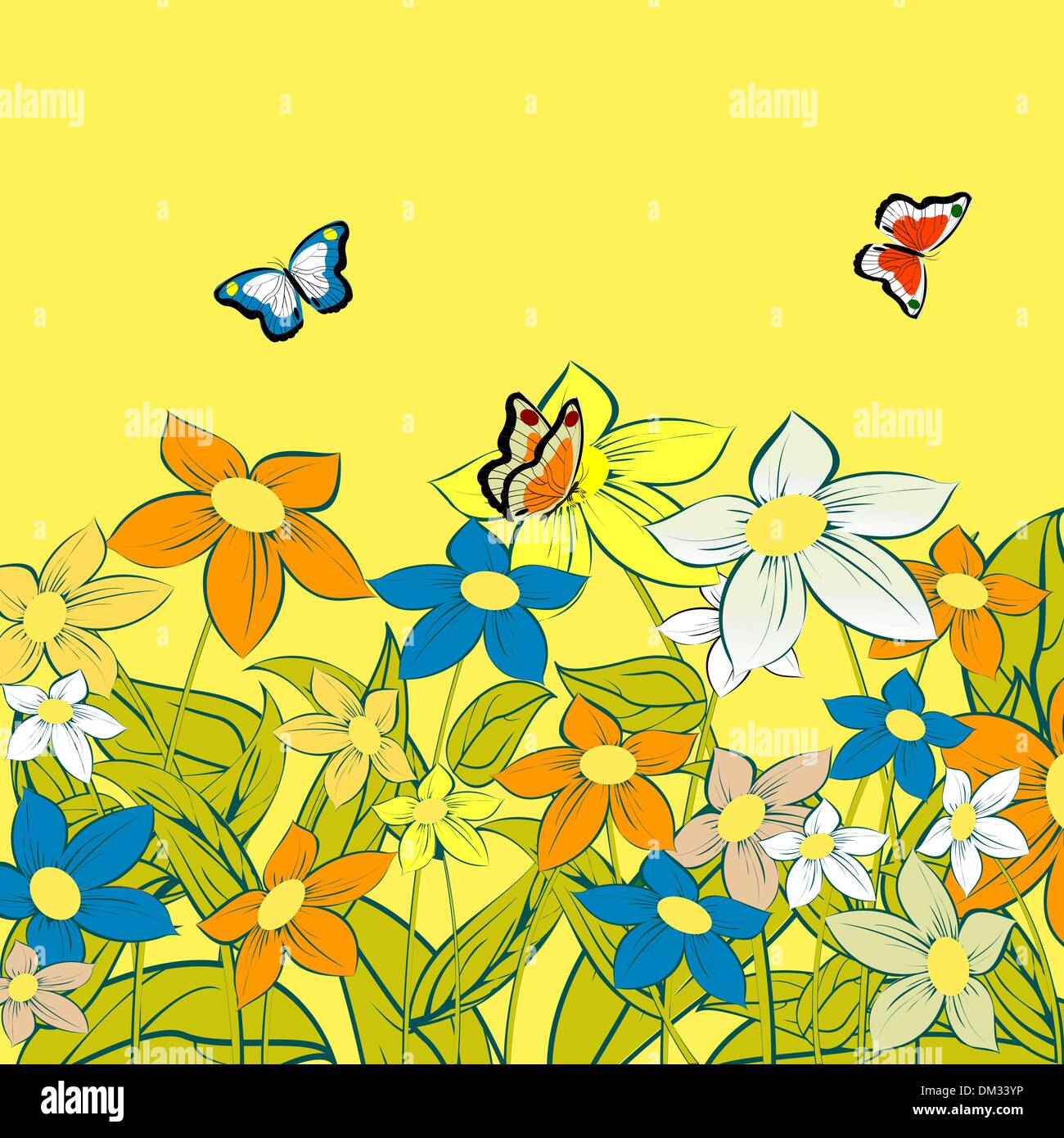 Blumen und Schmetterlinge Stock Vektor