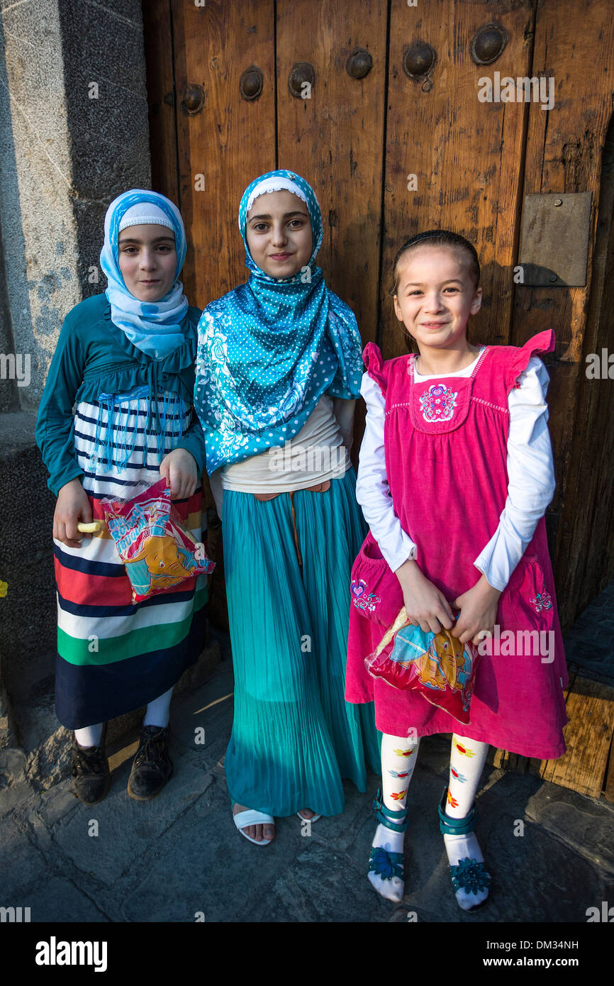 Aserbaidschan, Kaukasus, Eurasien, wurden, Kinder, bunt, Mädchen, jungen, traditionell, Kostüm, Religion Stockfoto