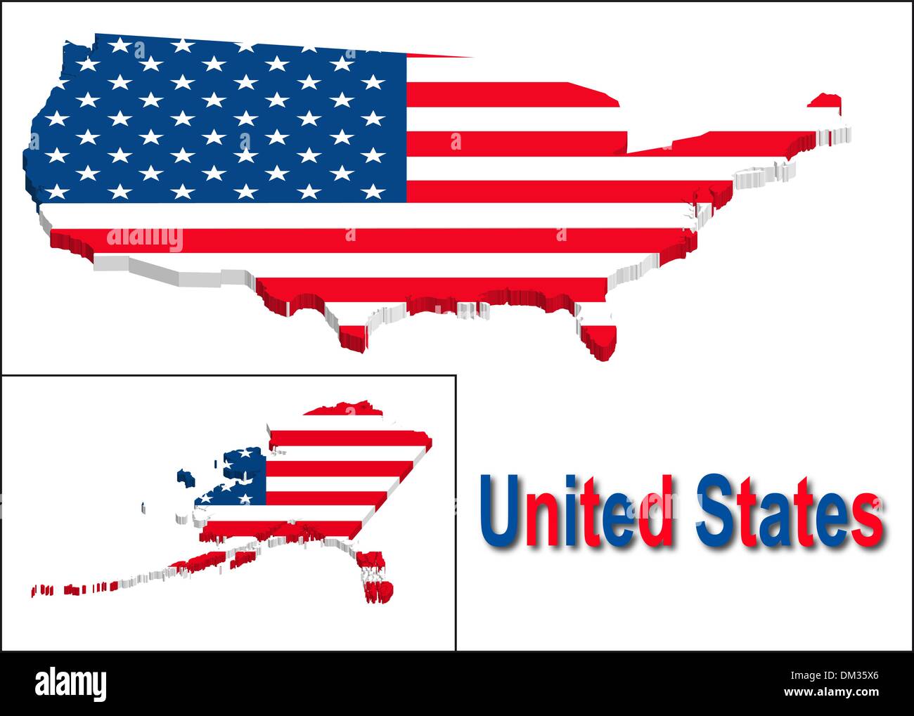 Territorium der USA mit Flagge Textur. Stock Vektor