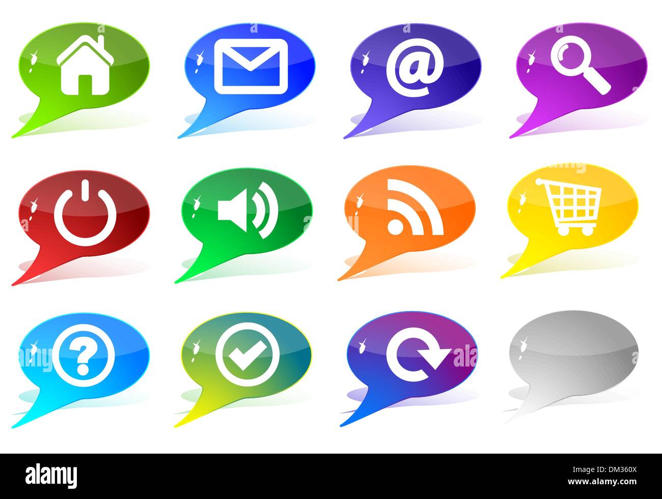 Glänzende Comics Tasten eingestellt. Stock Vektor