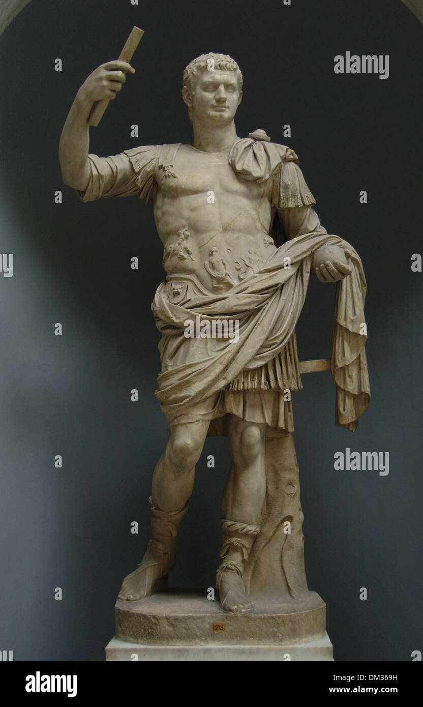 Domitian (Titus Flavius Domitianus), (51-96). Roman Emperor von 81 bis 96 A.C. Flavian Dynastie. Die Statue als Kaiser. Stockfoto