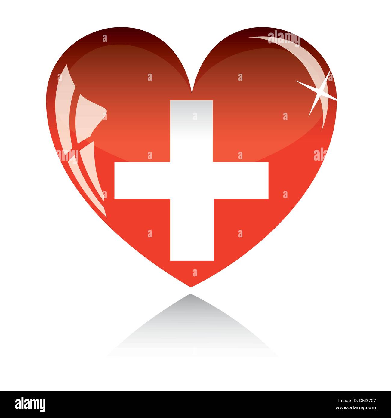 Vektor-Herz mit der Schweiz Flagge Textur isoliert auf einem weißen. Stock Vektor