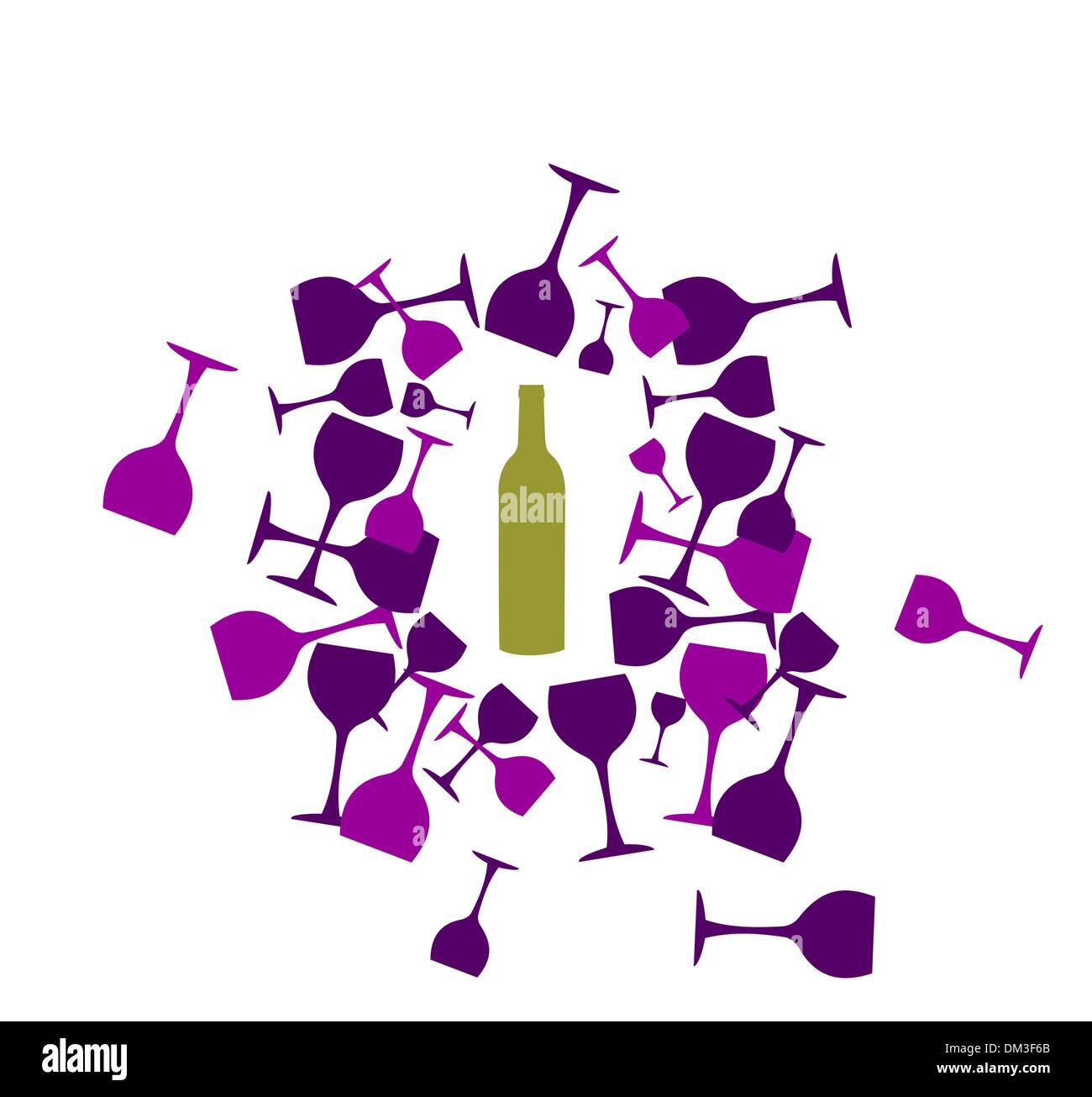 Wein Flasche und Weingläser Silhouetten-Hintergrund Stock Vektor