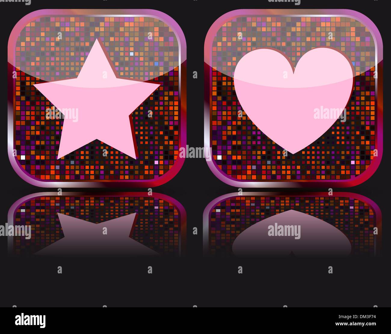 Glänzende Web Button mit Favoriten-Symbol. Stock Vektor