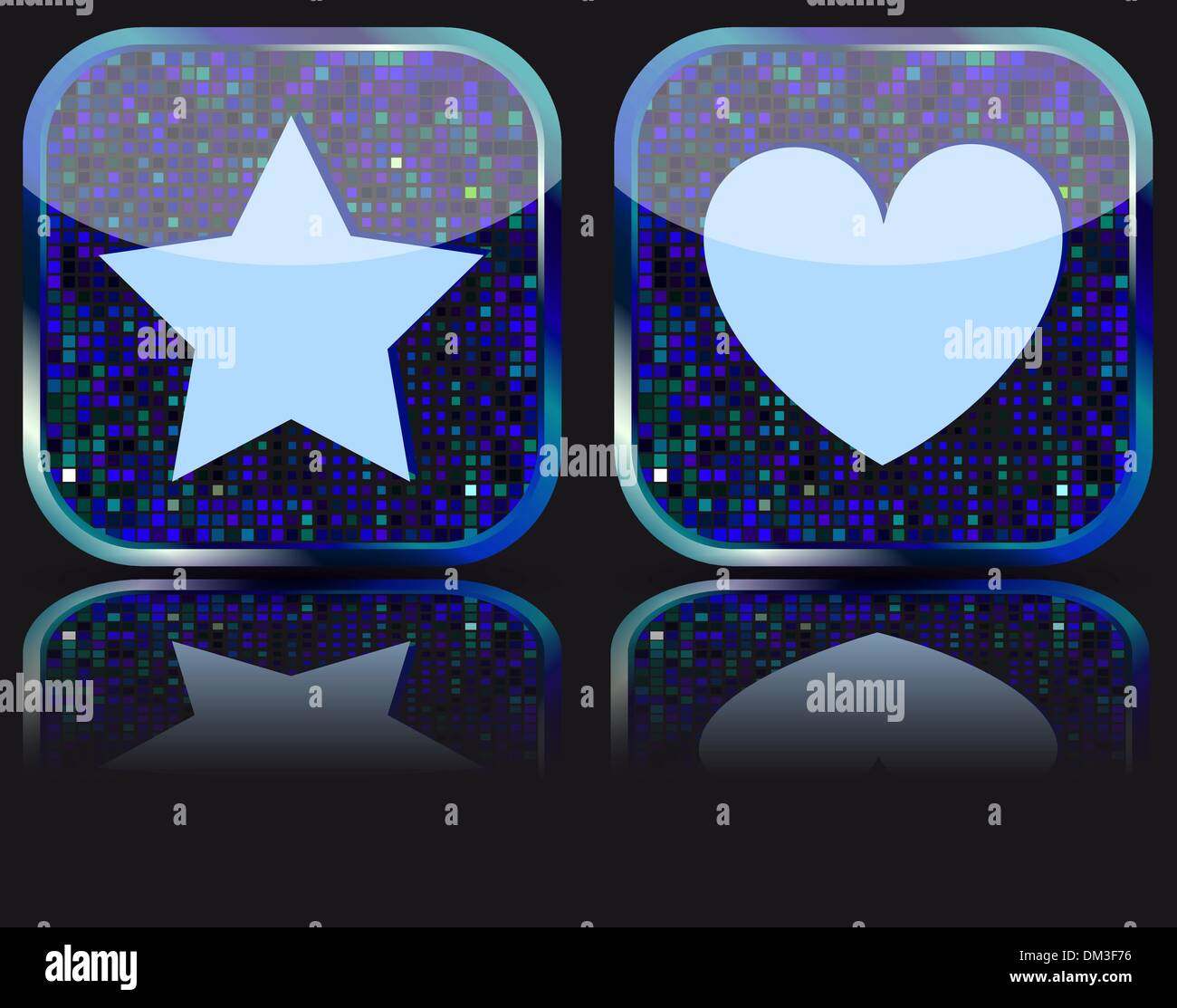 Glänzende Web Button mit Favoriten-Symbol. Stock Vektor