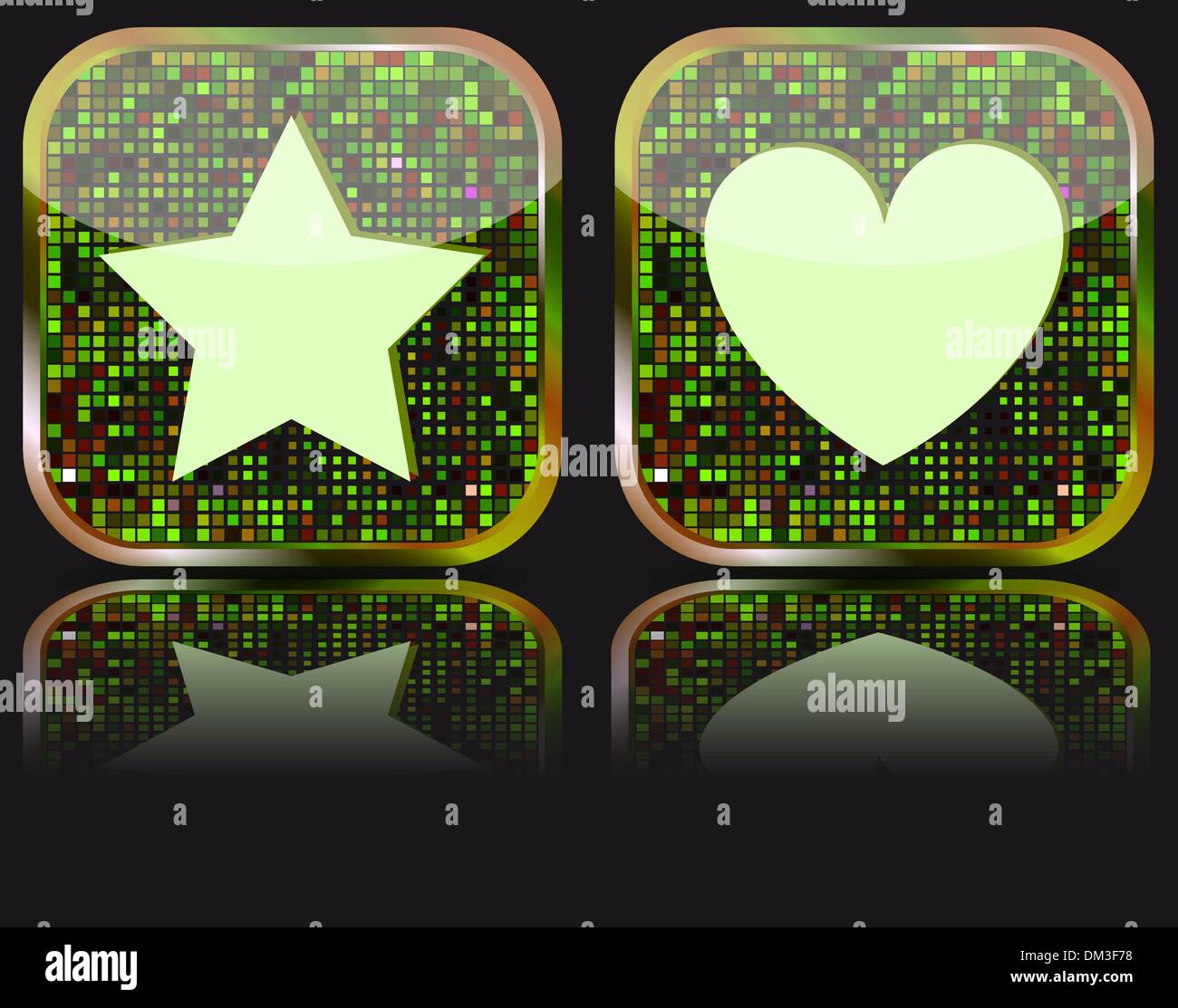 Glänzende Web Button mit Favoriten-Symbol. Stock Vektor