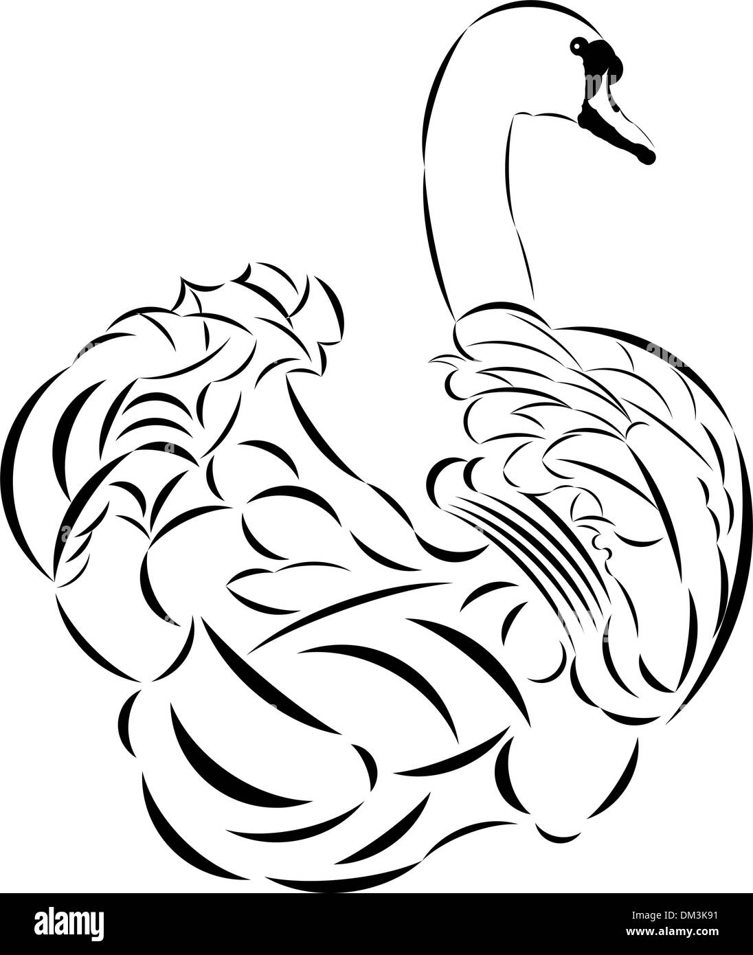 Vektor-Tattoo-Stil-Schwan. Stock Vektor