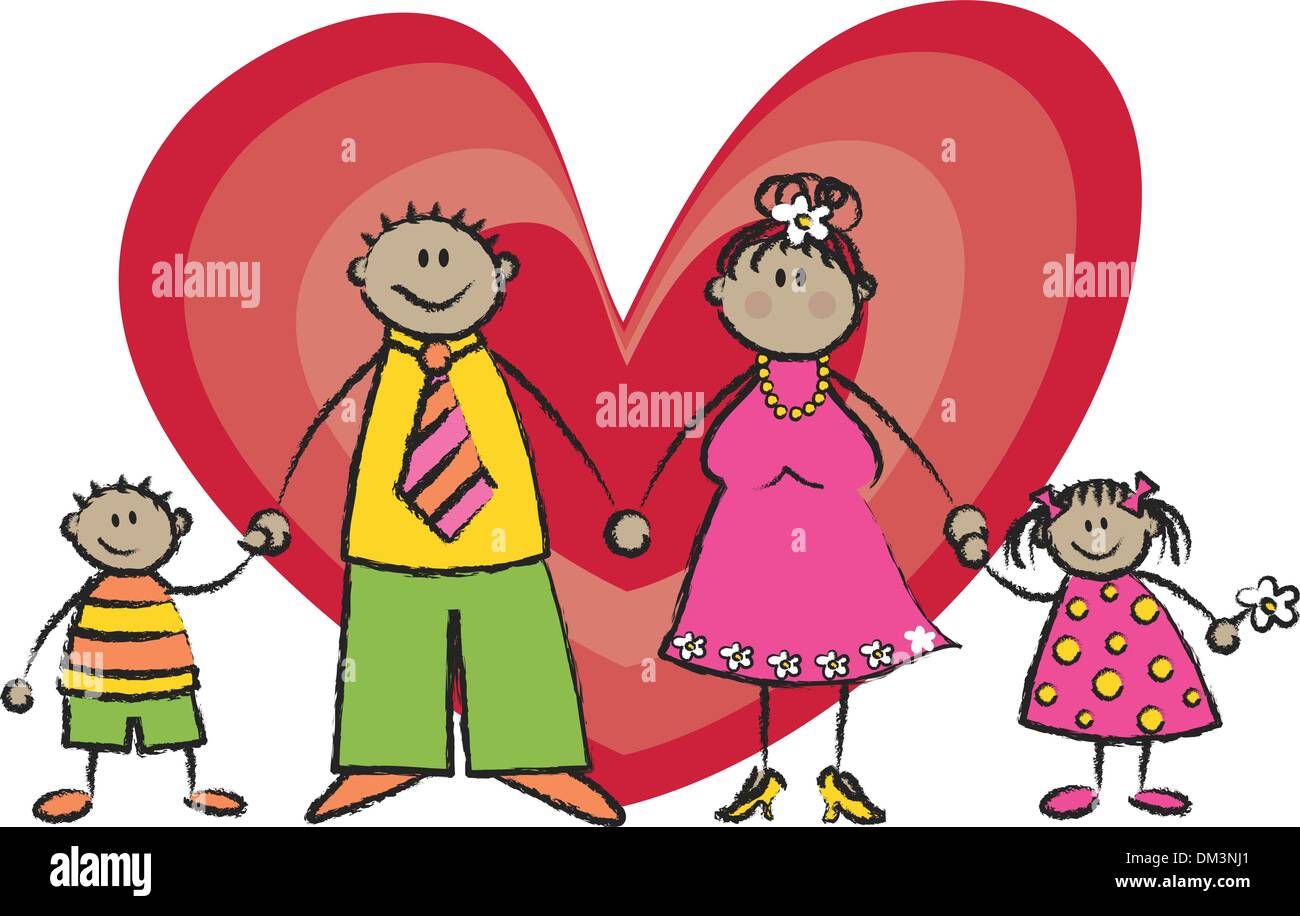 Happy Family im Tan Hautton (Vektor) Stock Vektor