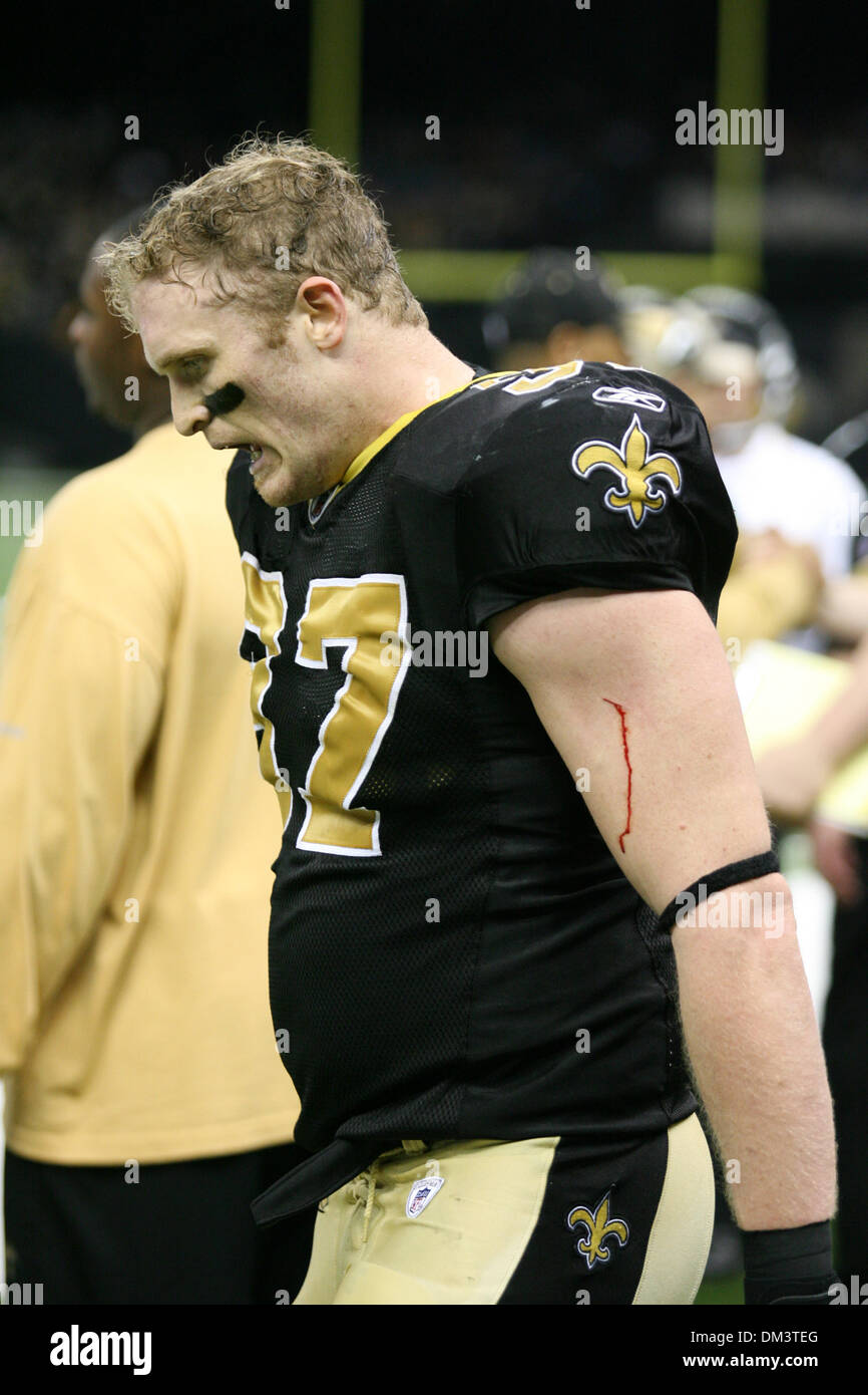 16. Januar 2010: Saints defensive end Jeff Charleston (97) auf den Seitenlinien während der Spielaktion zwischen den Arizona Cardinals und die New Orleans Saints an der Louisiana Superdome in New Orleans, Louisiana. Die Heiligen gewann 45 14. (Kredit-Bild: © Donald Seite/Southcreek Global/ZUMApress.com) Stockfoto