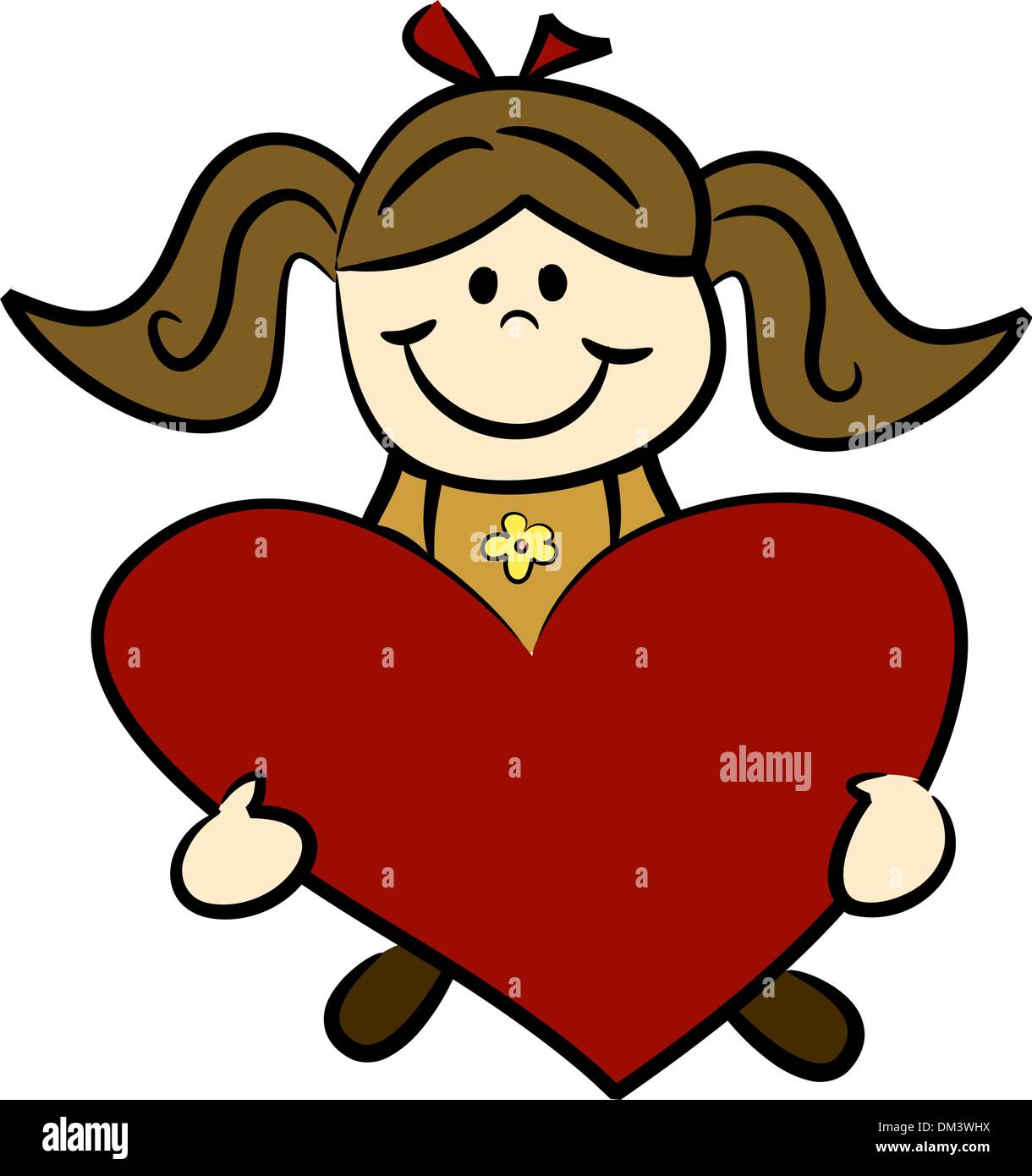 Niedliche kleine Cartoon Mädchen mit Herz Alamy