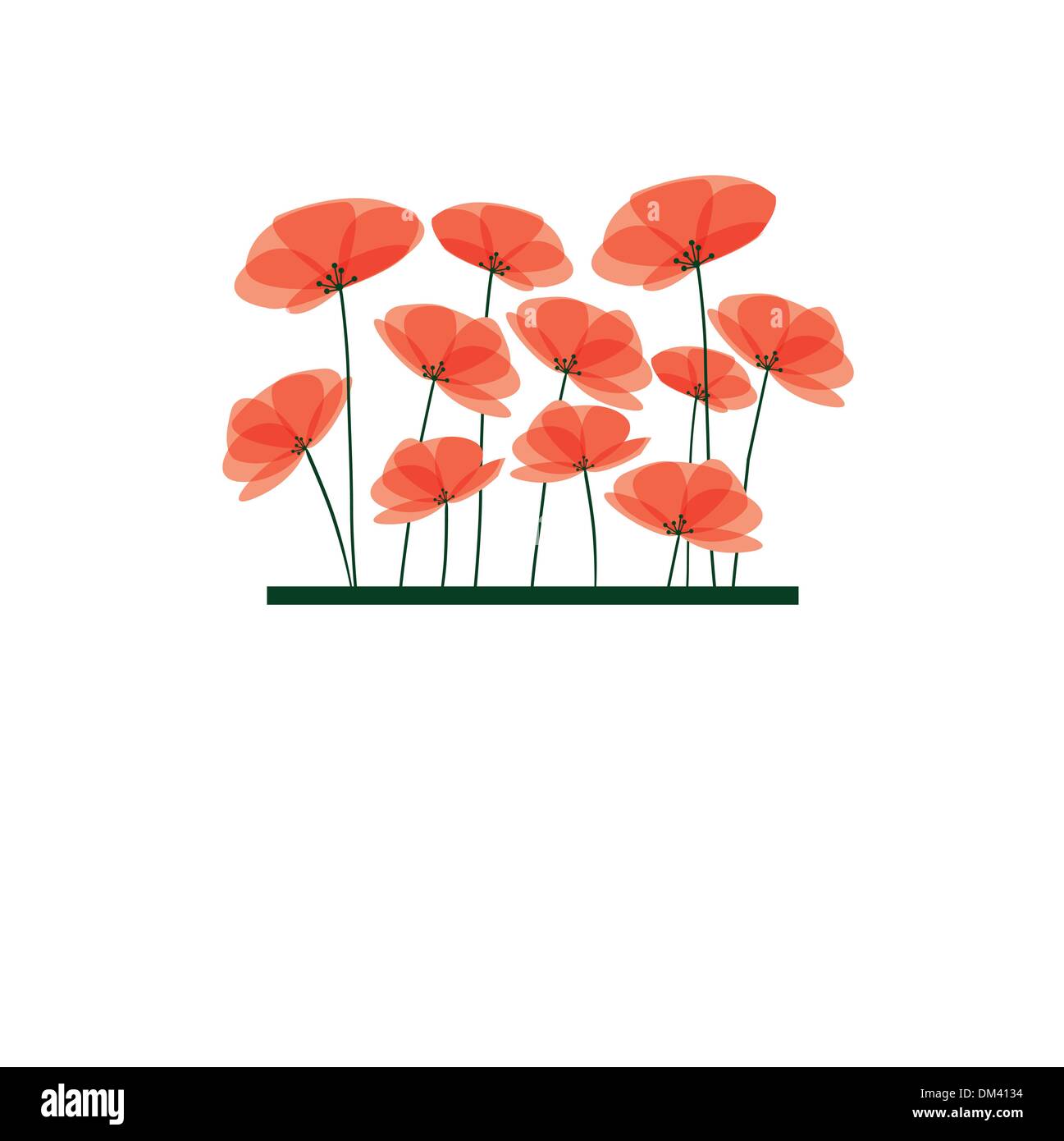 Zweig mit roten Blüten. Vektor-illustration Stock Vektor