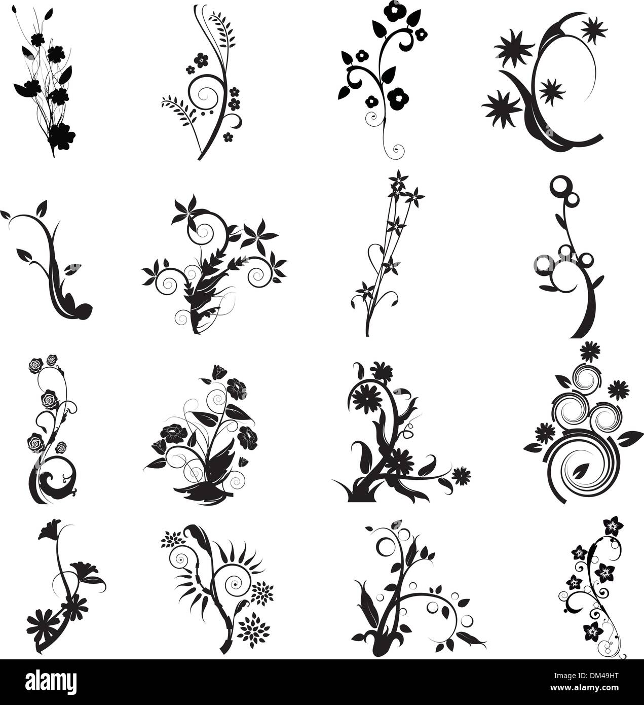 Silhouetten floralen design Stock Vektor