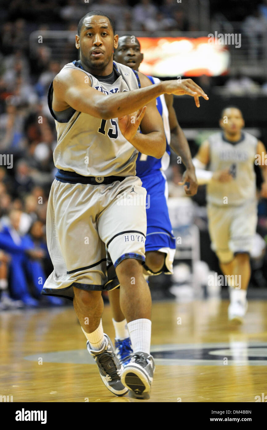 Washington D.C. Verizon Center. . Georgetown Schutzhaube Austin Freeman #15, Spielaktion NCAA Seton Hall in Georgetown.  Hoyas besiegen Seton Hall (Credit-Bild: © Roland Pintilie/Southcreek Global/ZUMApress.com) Stockfoto