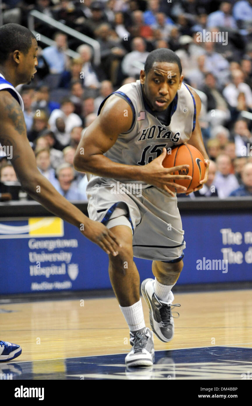 Washington D.C. Verizon Center. . Georgetown Schutzhaube Austin Freeman #15, Spielaktion NCAA Seton Hall in Georgetown.  Hoyas besiegen Piraten 85-73 (Credit-Bild: © Roland Pintilie/Southcreek Global/ZUMApress.com) Stockfoto