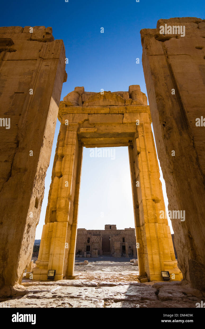 Tempel des Bel auf die Ruinen von Palmyra, Syrien Stockfoto