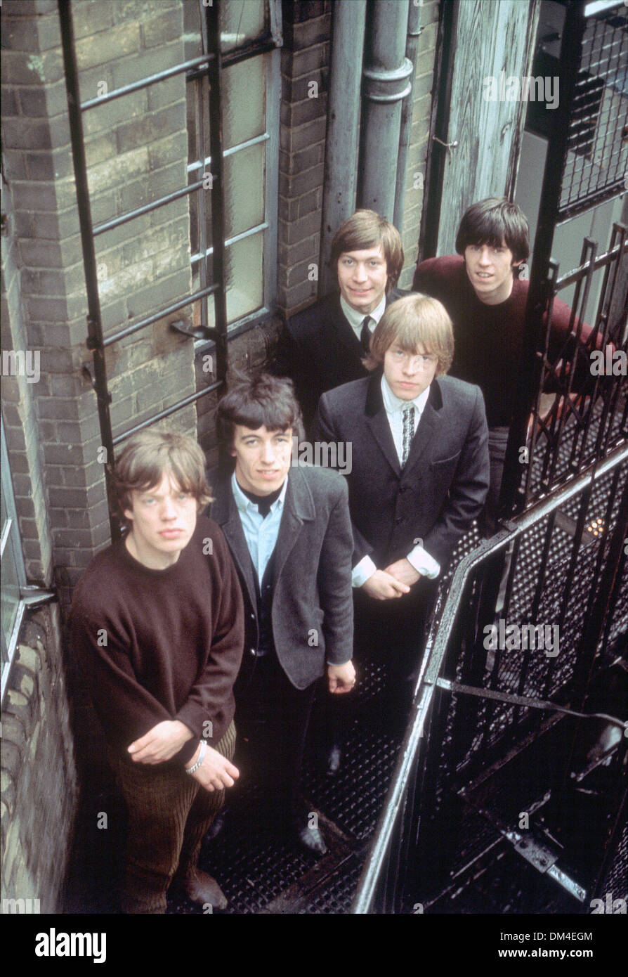 ROLLING STONES UK-Gruppe im Jahre 1963. Von links: Mick Jagger, Keith Richards, Charlie Watts, Bill Wyman und Brian Jones. Stockfoto