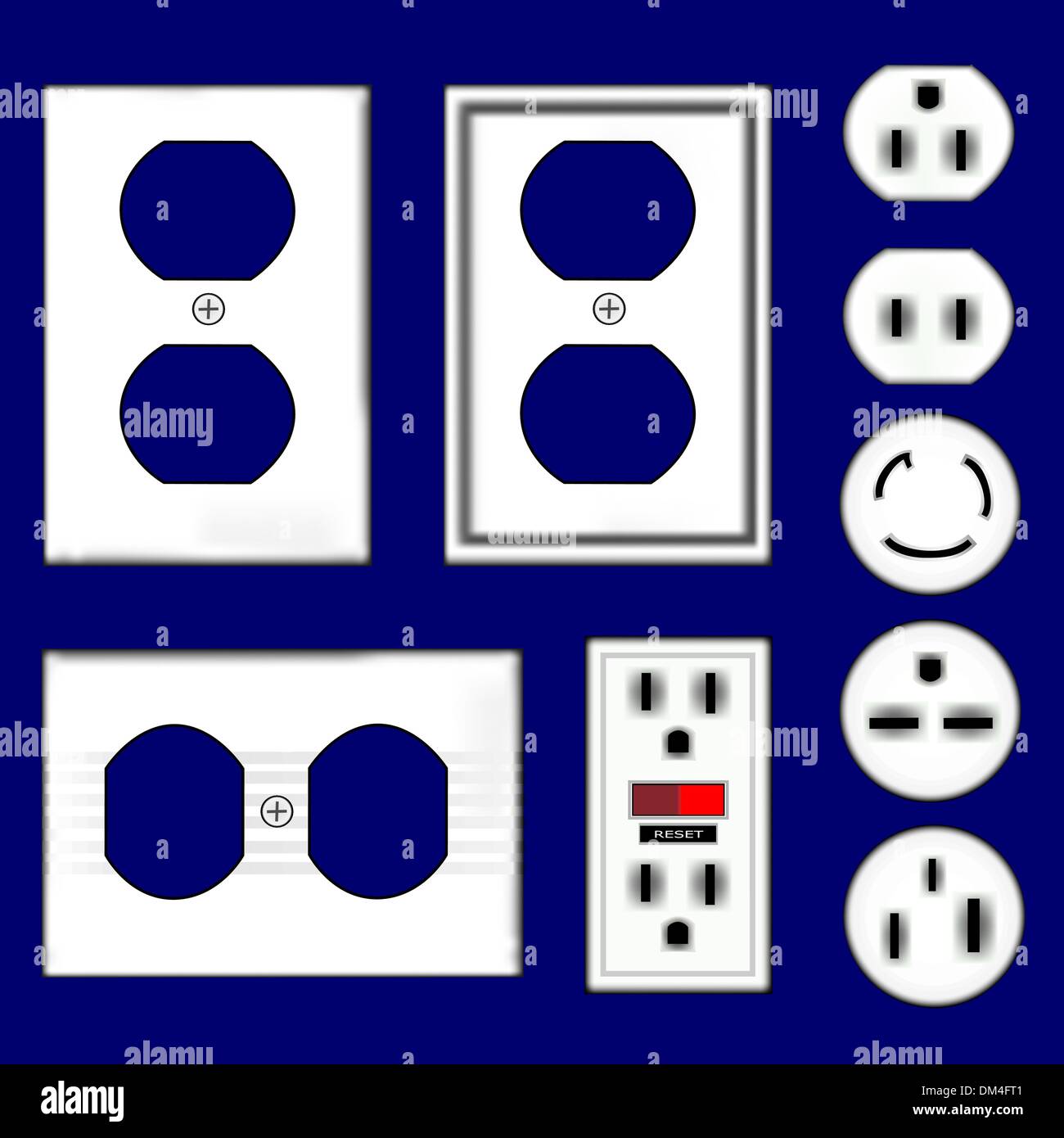 Weiße Steckdosen und faceplates Stock Vektor