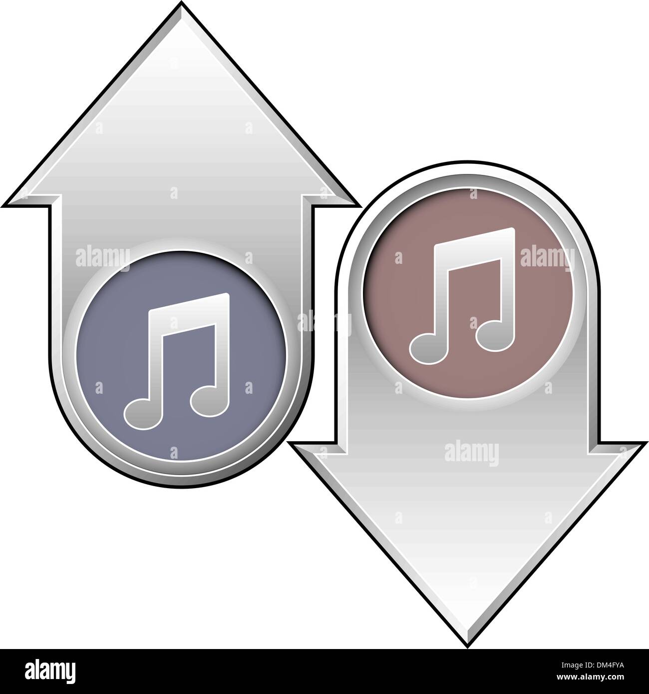 Musik-Noten-Symbol auf nach oben und unten Pfeiltasten Stock Vektor
