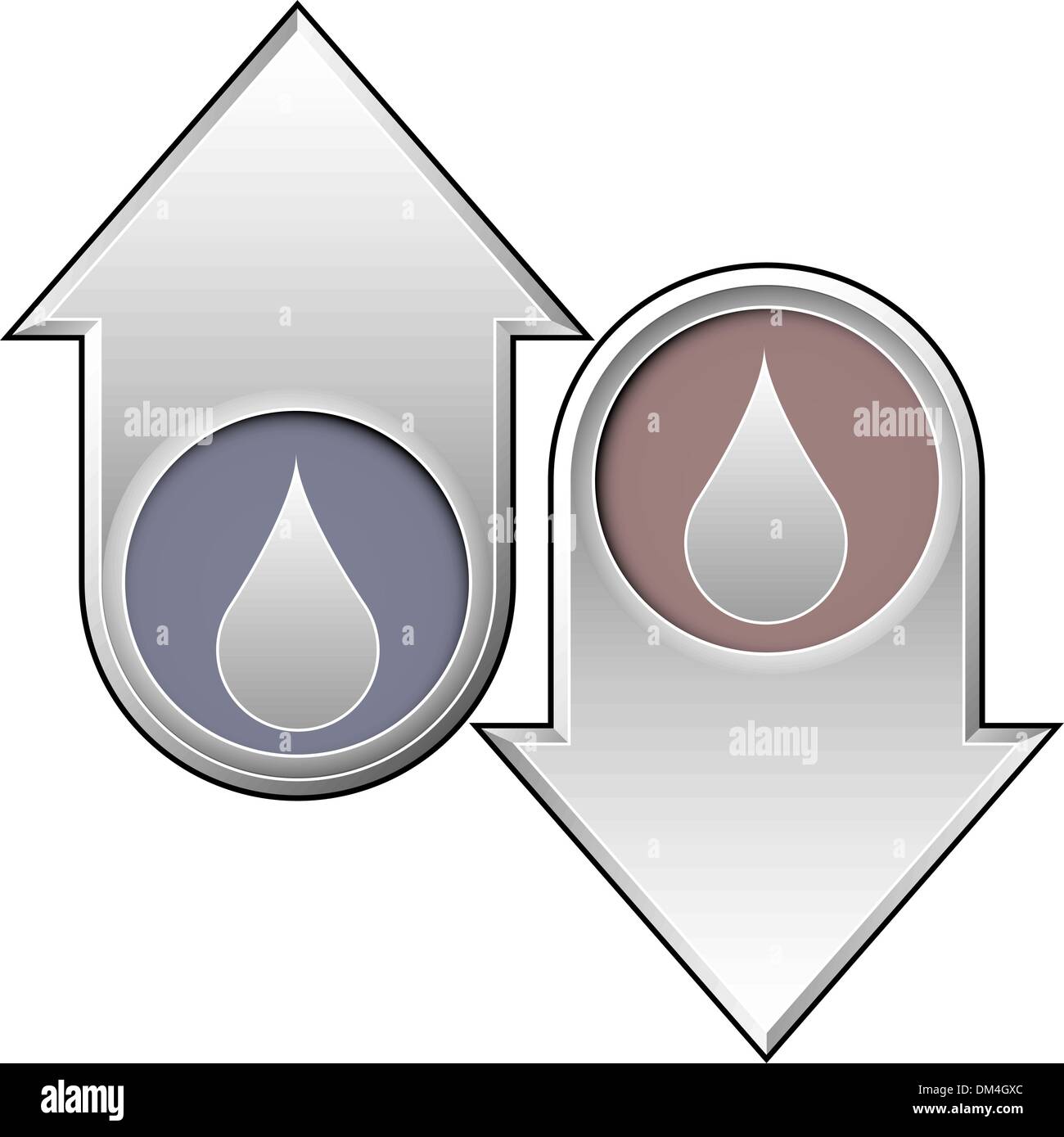 Flüssigkeitstropfens Symbol auf oben und unten Pfeile Stock Vektor