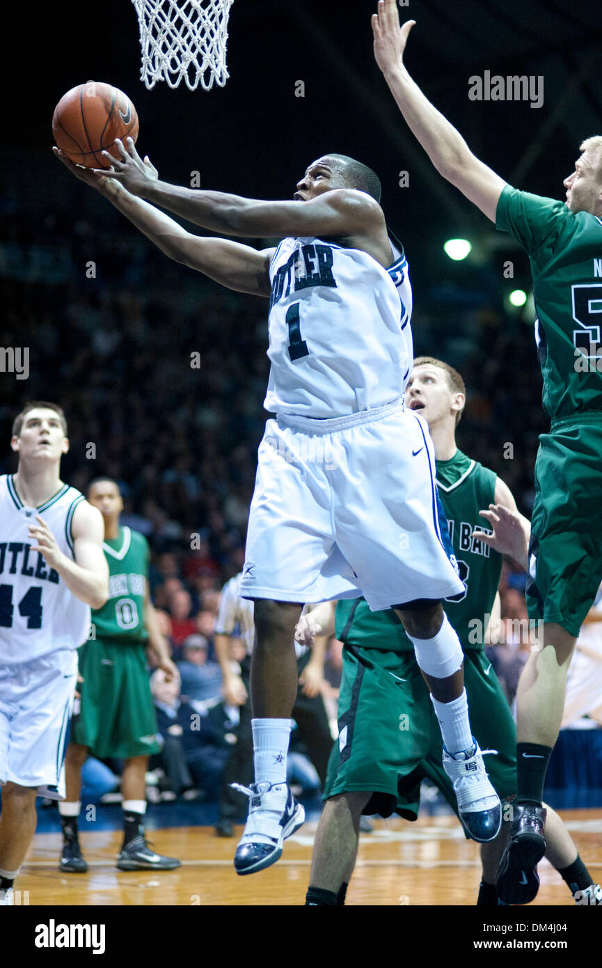 Butler Bulldogs gewinnen 72-49 gegen die Green Bay Phoenix im Hinkle Fieldhouse.  Shelvin Mack erzielte 14 Punkte. Gordon Hayward und Willie Veasley mit 13 und 10 Punkte. . (1) Kevin Feeney. (Kredit-Bild: © Mike Taylor/Southcreek Global/ZUMApress.com) Stockfoto