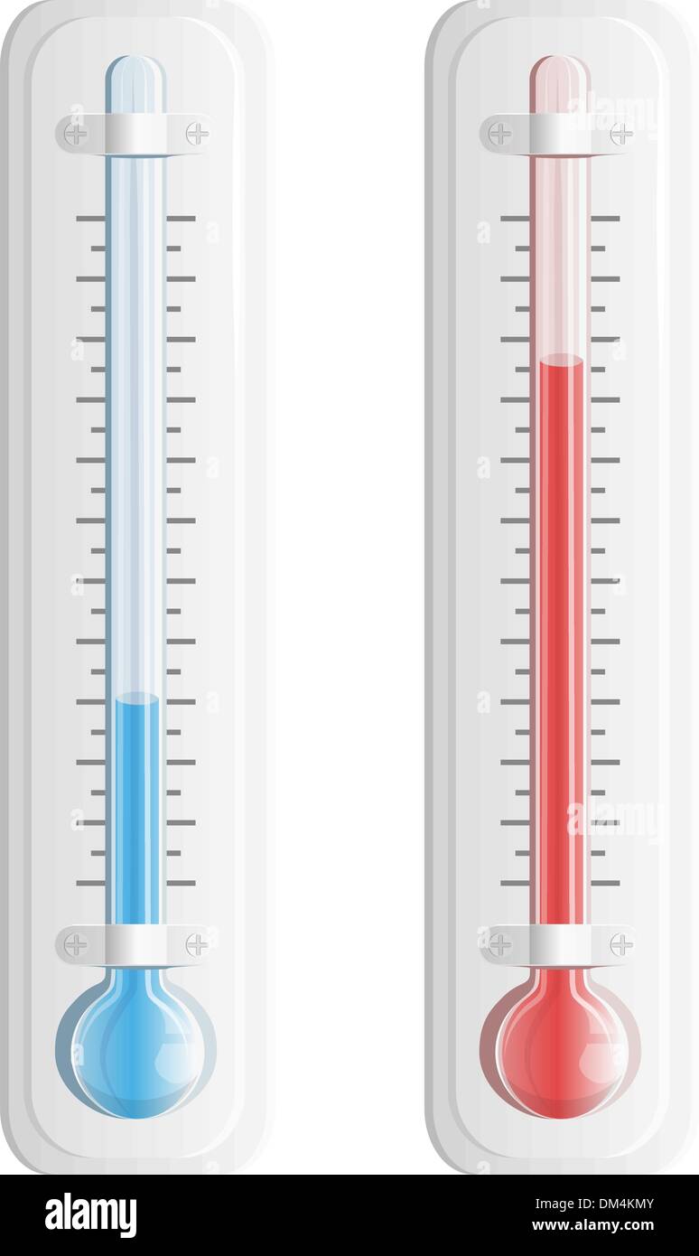 Thermometer. Warme und kalte Temperaturen. Vektor. Stock Vektor