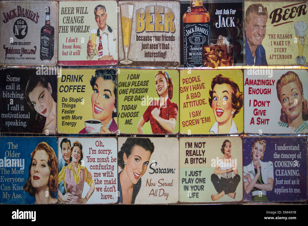 USA, USA, Amerika, Retro, Vintage, 50er Jahre, 50er Jahre, Frau, bunte, lustige, Bilder, beliebt, Plakate Stockfoto