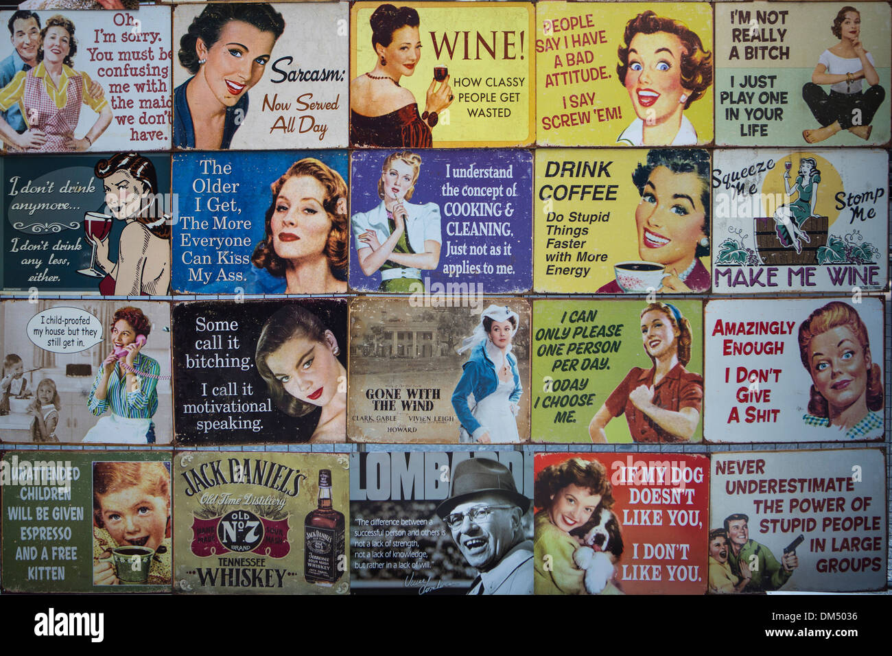 USA, USA, Amerika, Retro, Vintage, 50er Jahre, 50er Jahre, Frau, bunte, lustige, Bilder, beliebt, Plakate Stockfoto
