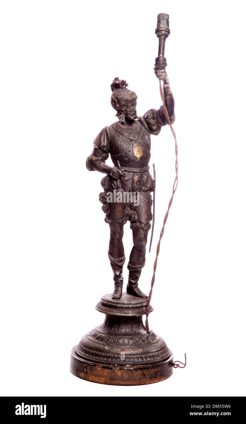 Antik Bronze römischer Soldat Lampe Studio Ausschnitt Stockfoto