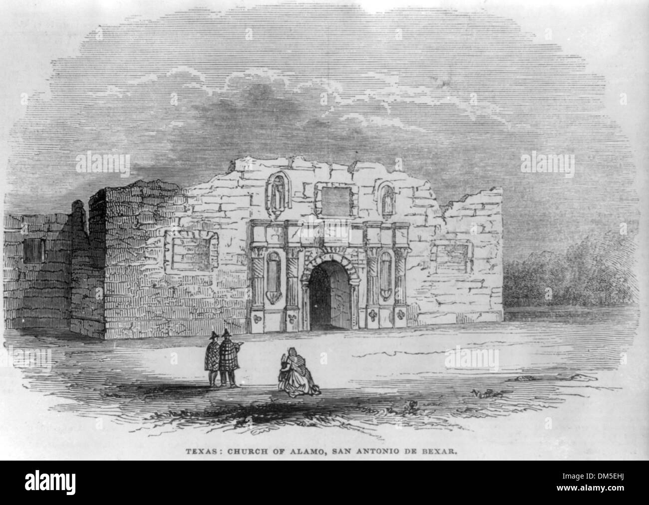 Texas: Kirche von Alamo, San Antonio de Bexar, 1844 Stockfoto