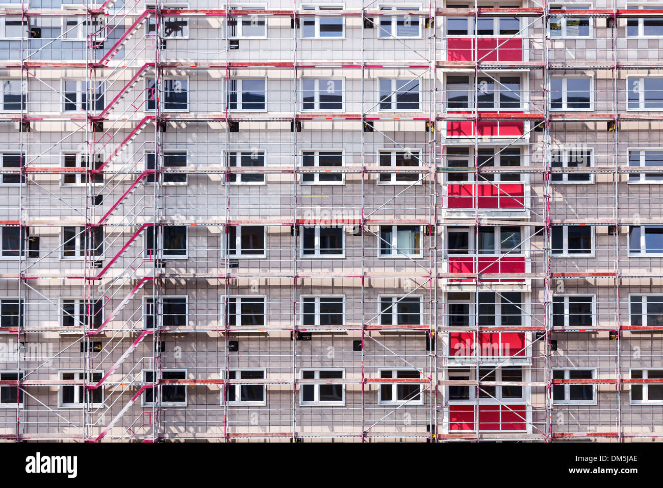 hohe Gebäude Haus im Gerüstbau Stockfoto