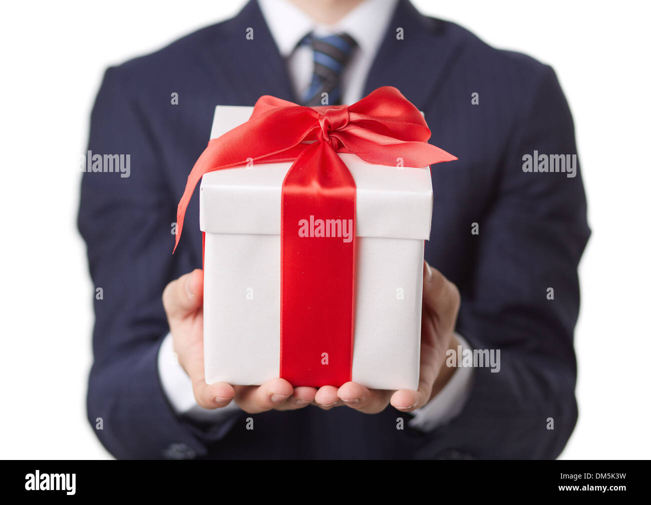 Bild der Geschenkbox Geschäftsmann im Besitz Stockfoto