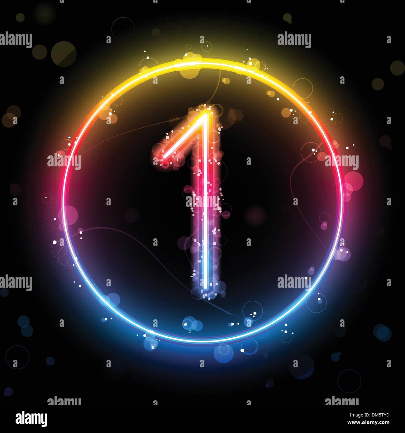 Nummer Regenbogen leuchtet Glitter mit funkelt Stock Vektor